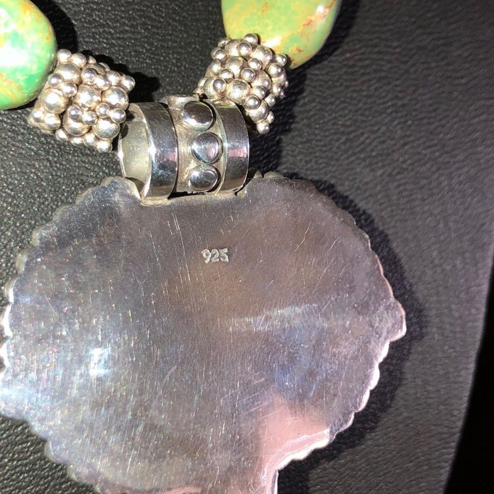 Artisan Crafted Turquoise and Silver Necklace - Picture 3 of 7